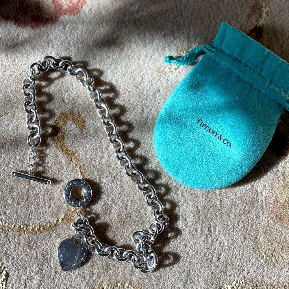Tiffany & Co. Blank Heart Tag Toggle Necklace